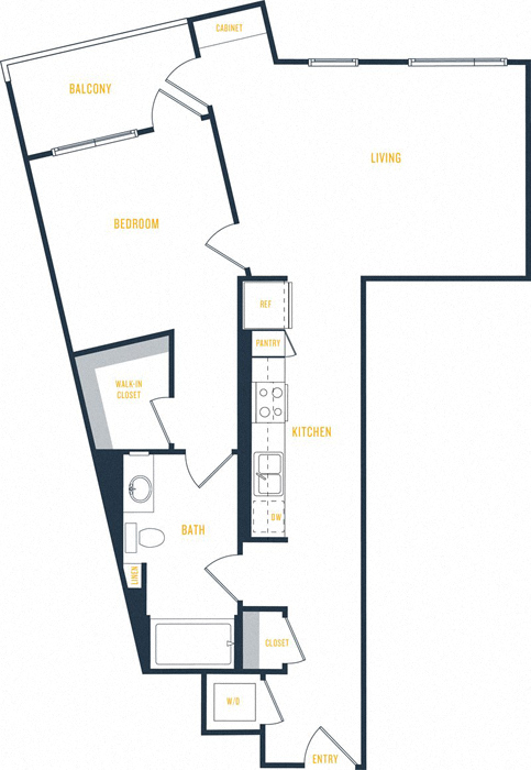 Plan 7 - 1 Bedroom 1 Bath Floor Plan Layout - 819 Square Feet